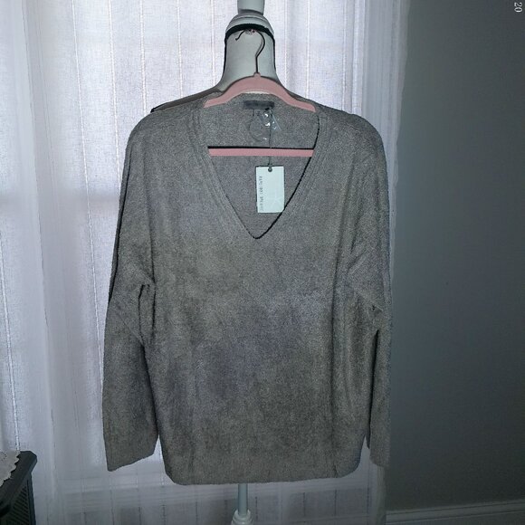 BAREFOOT DREAMS COZYCHIC LITE NWT Long Sleeve V-Neck Dark Tan Sweater 1XL